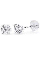 lovely teensy round solitaire white gold baby earrings 